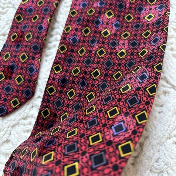 Brioni Men's Red Colorful Geometric Silk Neck Tie - Picture 1 of 4